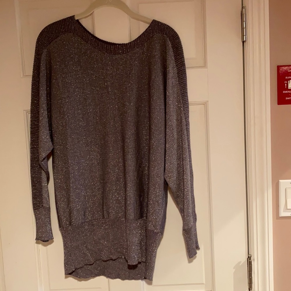 Gray and Silver metallic sweater by Joseph A. Size L